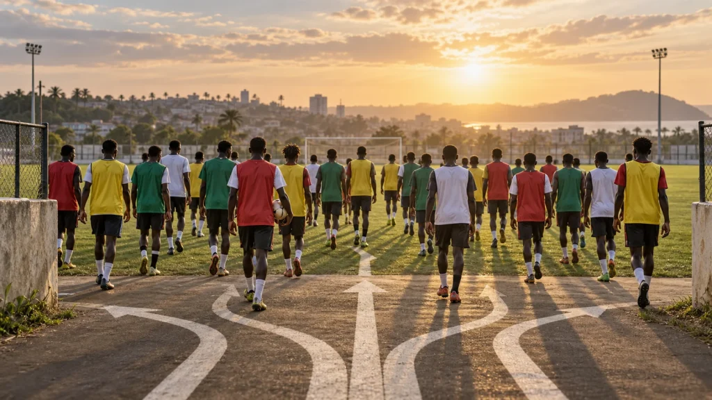 Un groupe de jeunes talents avance vers le terrain et construit son propre parcours